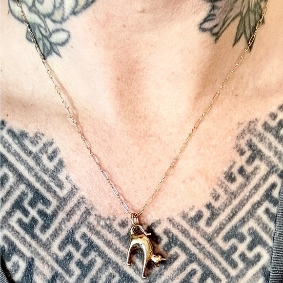 14k yellow gold vintage handmade link chain necklace - Picture 6 of 6